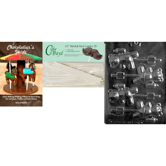 Includes 50 Cello Bags Cybrtrayd MdK50C-C406 Wizard Santa Christmas Chocolate Mold with Chocolate Packaging Kit and Molding Instructions 25 Red and 25 Green Twist Ties 